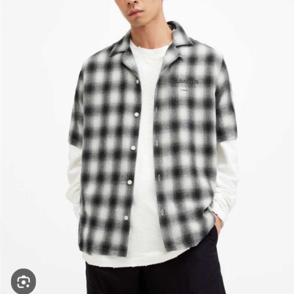 All Saints Underground Checked Logo Shirt Size: S
